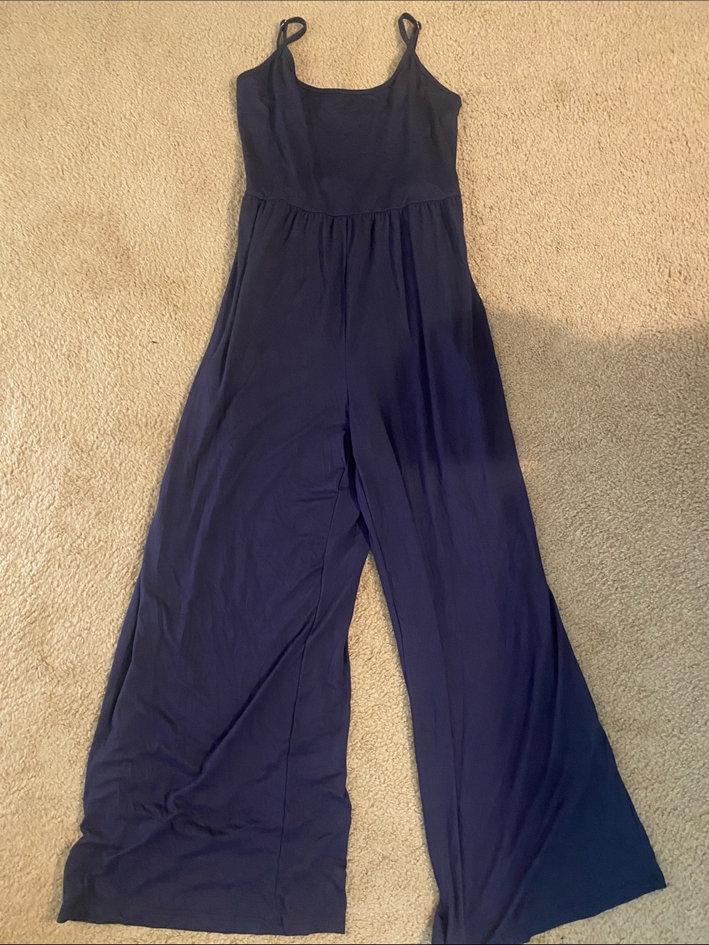 Women's Navy Wide-Leg Jumpsuit with Spaghetti Straps